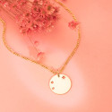 18K COLGANTE AMULETO ORO AMARILLO REDONDO ROSA DE LOS VIENTOS GRABADA EN BRILLO 18 MM