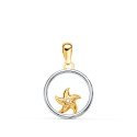 18K COLGANTE ORO BICOLOR REDONDO CON ESTRELLA DE MAR. 13MM 18K COLGANTE ORO BICOLOR REDONDO CON ESTRELLA DE MAR. 13MM