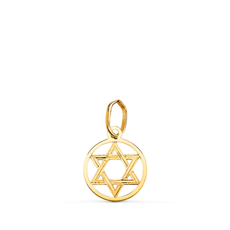 18K COLGANTE AMULETO  ORO AMARILLO ESTRELLA DE DAVID MINI 10MM