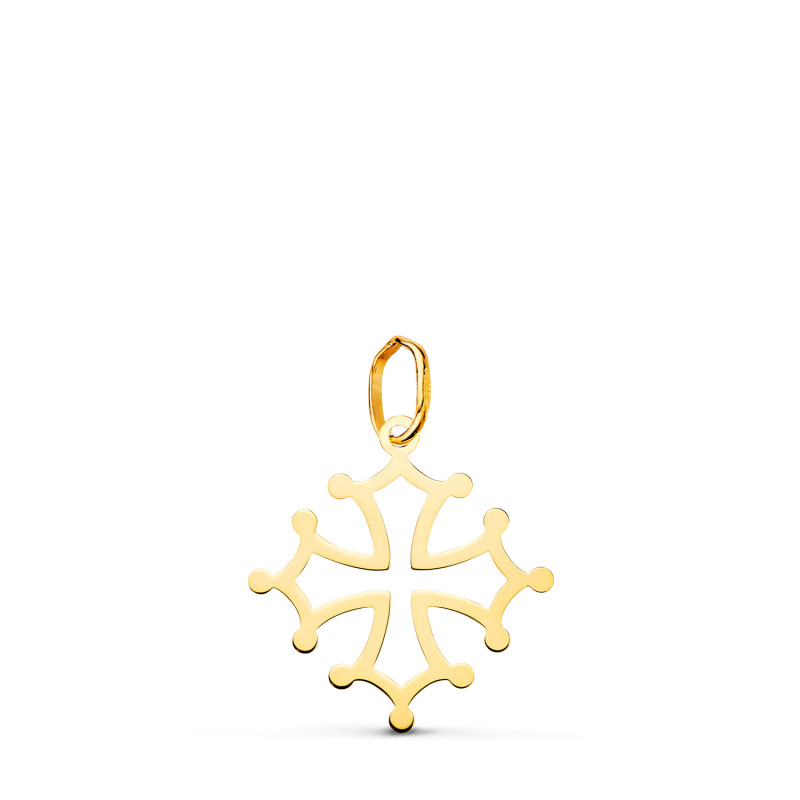 18K CRUZ DE OCCITANIA ORO AMARILLO EN BRILLO. 17 X 16 MM