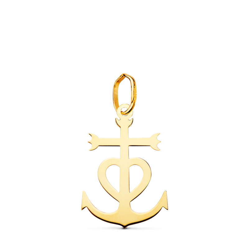 18K CRUZ DE LA CAMARGA ORO AMARILLO EN BRILLO. 17 X 12 MM