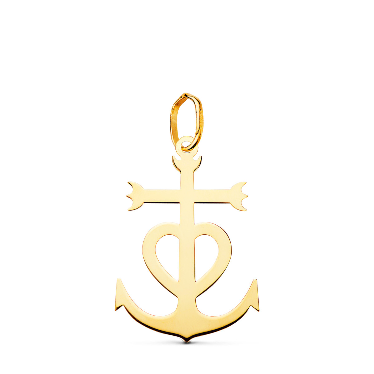 18K CRUZ DE LA CAMARGA ORO AMARILLO EN BRILLO. 22 X 15 MM