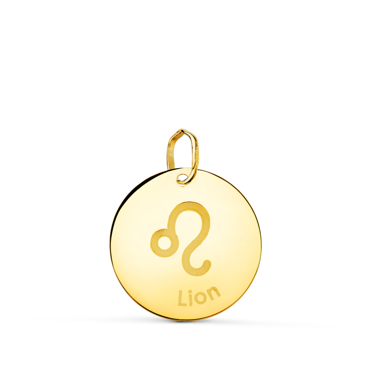 18K HOROSCOPO ORO AMARILLO LEO EN FRANCES BRILLO 16 MM