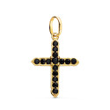 18K CRUZ ORO AMARILLO CON 15 CIRCONITA NEGRAS EN GARRAS. 24 X 18 MM 18K CRUZ ORO AMARILLO CON 15 CIRCONITA NEGRAS EN GARRAS. 24 X 18 MM