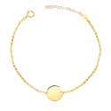18K PULSERA ORO AMARILLO DISCO EN BRILLO REDONDO 12 MM. LARGO: 18   3 CM