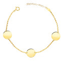 18K PULSERA ORO AMARILLO 3 DISCOS EN BRILLO REDONDOS DE 12 MM. LARGO: 18   3 CM