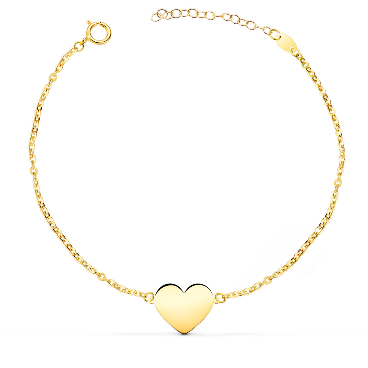 18K PULSERA ORO AMARILLO CORAZON EN BRILLO 12X10 MM. LARGO: 18 2 CM C. AMOR