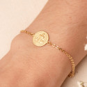 18K PULSERA ORO AMARILLO CON MEDALLA ORO AMARILLO SAN BENITO 12 MM.  LARGO: 18+2 CM