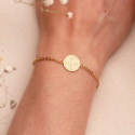 18K PULSERA ORO AMARILLO CON MEDALLA ORO AMARILLO SAN BENITO 12 MM.  LARGO: 18+2 CM