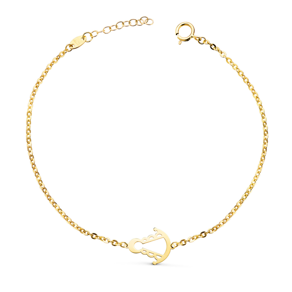 18K PULSERA ORO AMARILLO SILUETA VIRGEN ROCIO 14X11 MM. LARGO: 15+2 CM