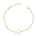 18K PULSERA ORO AMARILLO SILUETA VIRGEN ROCIO 14X11 MM CON PERLAS. LARGO: 17.5 CM