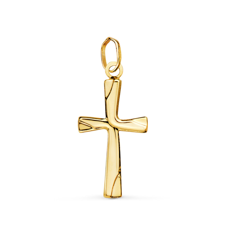 18K CRUZ ORO AMARILLO LISA EN BRILLO HUECA 21 X 12 MM