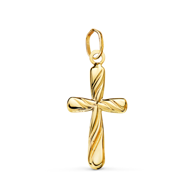 18K CRUZ ORO AMARILLO LISA EN BRILLO HUECA 20 X 12 MM