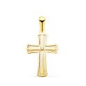 18K CRUZ ORO AMARILLO CON NACAR Y CIRCONITA 20 X 12 MM
