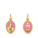 18K MEDALLA ORO AMARILLO VIRGEN MILAGROSA OVAL ESMALTE ROSA. MEDIDA: 16 X 10 MM 18K MEDALLA ORO AMARILLO VIRGEN MILAGROSA OVAL ESMALTE ROSA. MEDIDA: 16 X 10 MM