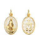 18K MEDALLA ORO AMARILLO VIRGEN MILAGROSA OVAL ESMALTE BLANCO. MEDIDA: 20 X 14 MM 18K MEDALLA ORO AMARILLO VIRGEN MILAGROSA OVAL ESMALTE BLANCO. MEDIDA: 20 X 14 MM