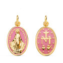 18K MEDALLA ORO AMARILLO VIRGEN MILAGROSA OVAL ESMALTE ROSA. MEDIDA: 20 X 14 MM 18K MEDALLA ORO AMARILLO VIRGEN MILAGROSA OVAL ESMALTE ROSA. MEDIDA: 20 X 14 MM