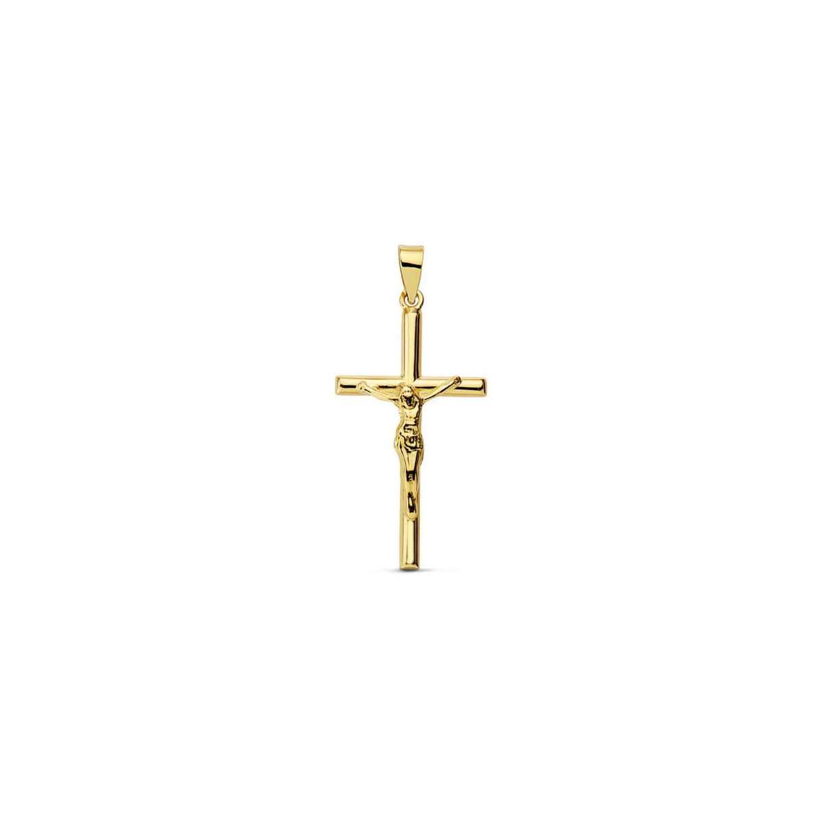 18K CRUZ ORO AMARILLO CRISTO PALO REDONDO. 27X14 MM