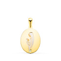 18K MEDALLA ORO AMARILLO VIRGEN MADRE OVAL CON NACAR BLANCO EN BRILLO. MEDIDA: 15X12 MM 18K MEDALLA ORO AMARILLO VIRGEN MADRE OVAL CON NACAR BLANCO EN BRILLO. MEDIDA: 15X12 MM