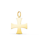 18K COLGANTE ORO AMARILLO CRUZ TEMPLARIA SILUETA EN BRILLO. 18 X 16 MM