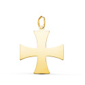 18K COLGANTE ORO AMARILLO CRUZ TEMPLARIA SILUETA EN BRILLO. 22 X 20 MM