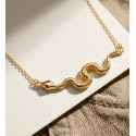18K COLGANTE ORO AMARILLO SERPIENTE OJOS CIRCONITAS ROJAS 40X9 MM. CADENA FORZADA: 45-5 CM 18K COLGANTE ORO AMARILLO SERPIENTE OJOS CIRCONITAS ROJAS 40X9 MM. CADENA FORZADA: 45-5 CM