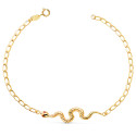 18K PULSERA ORO AMARILLO SERPIENTE OJOS RUBI 40 MM. CADENA HUECA. LARGO: 19CM