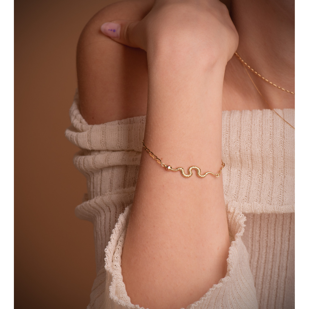 18K PULSERA ORO AMARILLO SERPIENTE OJOS RUBI 40 MM. CADENA HUECA. LARGO: 19CM