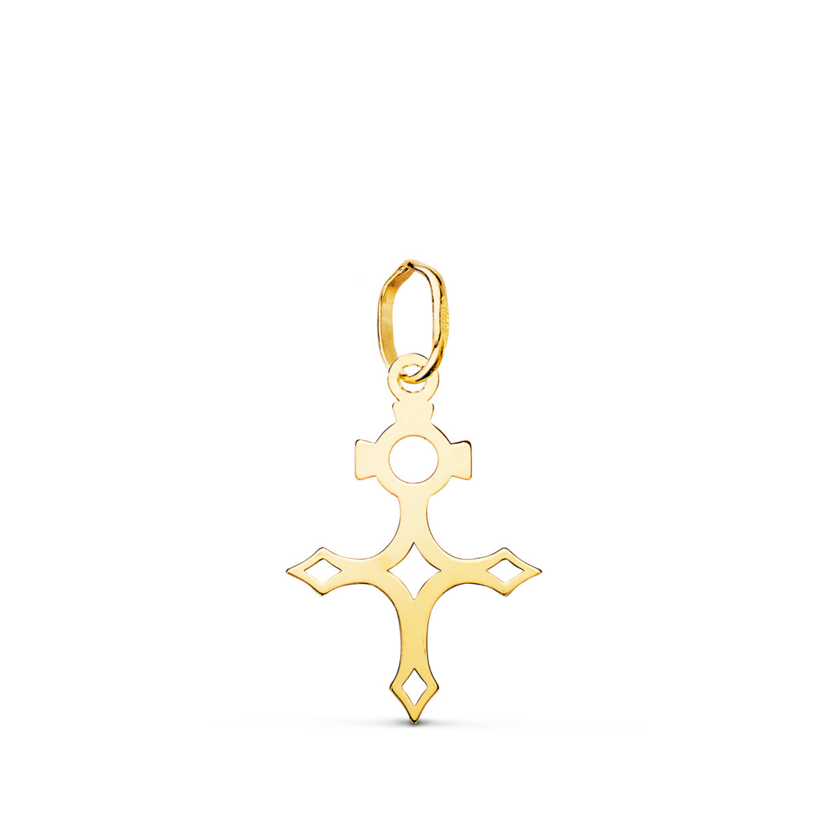 18K COLGANTE ORO AMARILLO CRUZ DEL SUR SILUETA EN BRILLO. 18 X 12 MM