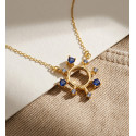 18K COLGANTE ORO AMARILLO RAYOS DE SOL Y CIRCONITAS AZULES 17X16 MM. CADENA FORZADA: 40-2 CM 18K COLGANTE ORO AMARILLO RAYOS DE SOL Y CIRCONITAS AZULES 17X16 MM. CADENA FORZADA: 40-2 CM