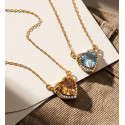 18K GARGANTILLA ORO AMARILLO CORAZON CITRINO 7MM CIRCONITAS CADENA 40-2CM AMOR 18K GARGANTILLA ORO AMARILLO CORAZON CITRINO 7MM CIRCONITAS CADENA 40-2CM AMOR