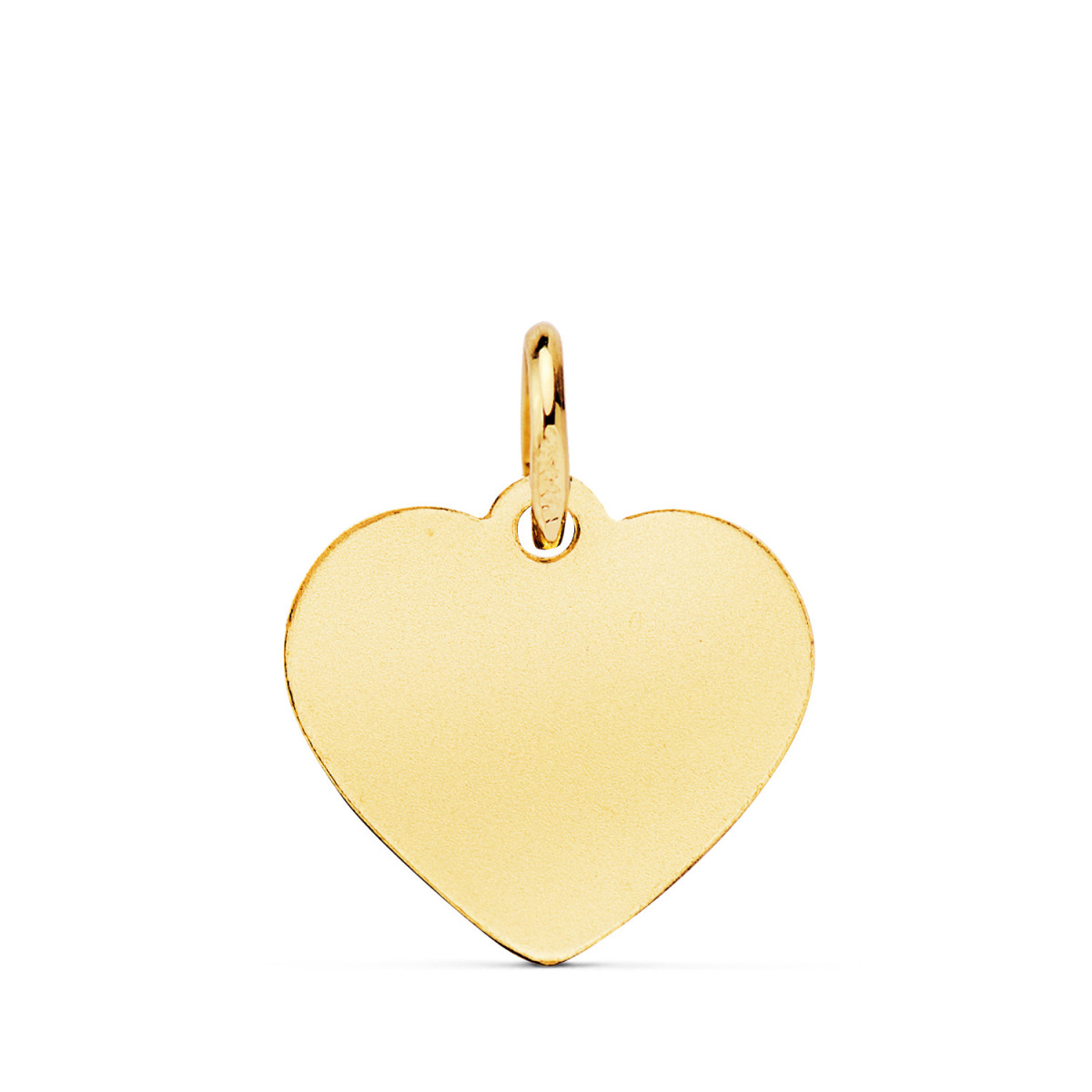 18K MEDALLA ORO AMARILLO CORAZON ANGELITO BURLON ESMALTE BLANCO 14 MM C. AMOR