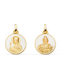 18K ESCAPULARIO ORO AMARILLO CORAZON DE JESUS Y VIRGEN DEL CARMEN ESMALTE BLANCO. 16 MM 18K ESCAPULARIO ORO AMARILLO CORAZON DE JESUS Y VIRGEN DEL CARMEN ESMALTE BLANCO. 16 MM