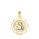 18K MEDALLA ORO AMARILLO ANGELITO BURLON ESMALTE BLANCO Y CERCO CALADO EN BRILLO 20X18 MM 18K MEDALLA ORO AMARILLO ANGELITO BURLON ESMALTE BLANCO Y CERCO CALADO EN BRILLO 20X18 MM