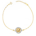 18K PULSERA ORO BICOLOR MEDUSA BRILLO 12MM CADENA TALLADA. LARGO: 18-3 CM