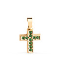 18K CRUZ ORO AMARILLO CON CIRCONITAS VERDES. MEDIDA: 13,5 X 10 MM 18K CRUZ ORO AMARILLO CON CIRCONITAS VERDES. MEDIDA: 13,5 X 10 MM