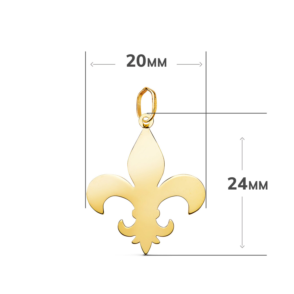 18K COLGANTE ORO AMARILLO CRUZ FLOR DE LIS EN BRILLO. MEDIDA: 24 X 20 MM