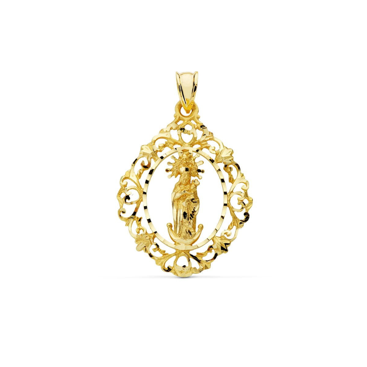 18K MEDALLA ORO AMARILLO VIRGEN DE LA ALMUDENA CERCO 37X27 MM