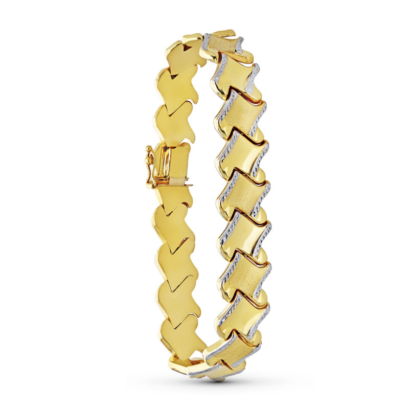 18K PULSERA ORO BICOLOR ESTAMPACION