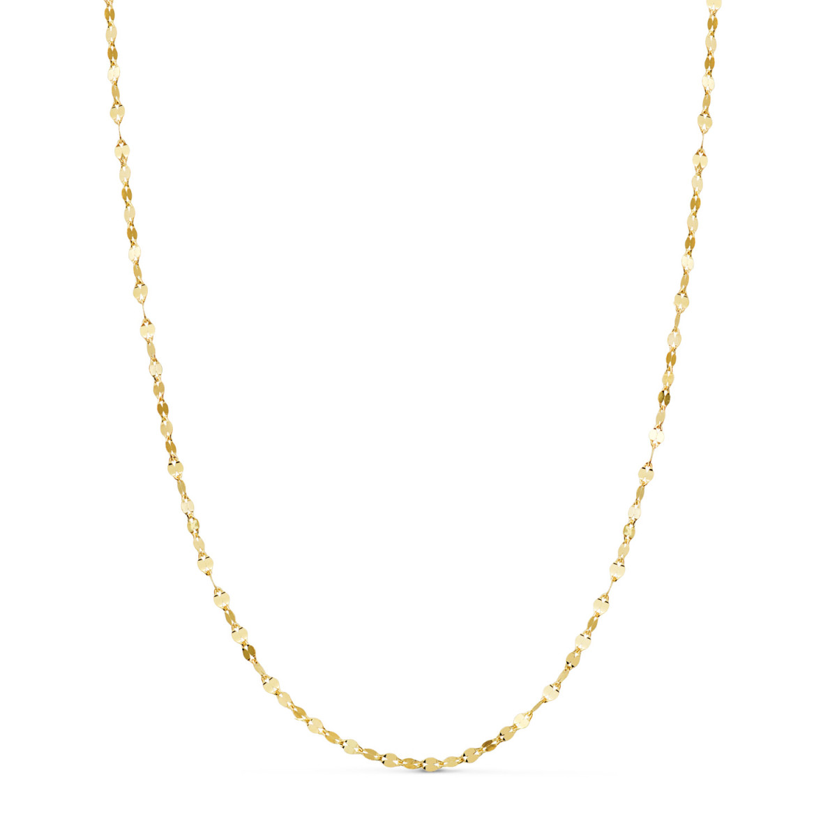 18K CADENA ORO AMARILLO MACIZA DIAMANTADA BRILLO. ANCHO: 2 MM. LARGO: 45 CM. CIERRE REASA