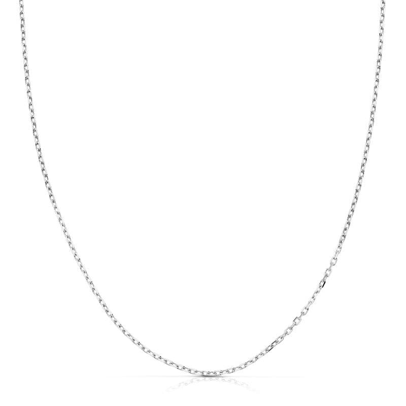 18K CADENA MACIZA ORO BLANCO FORZADA 45CM ANCHO 1 MM