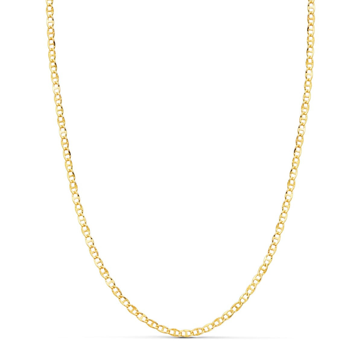 18K CADENA ORO AMARILLO ANCLA HUECA TALLADA LARGO 50CM ANCHO 2 MM