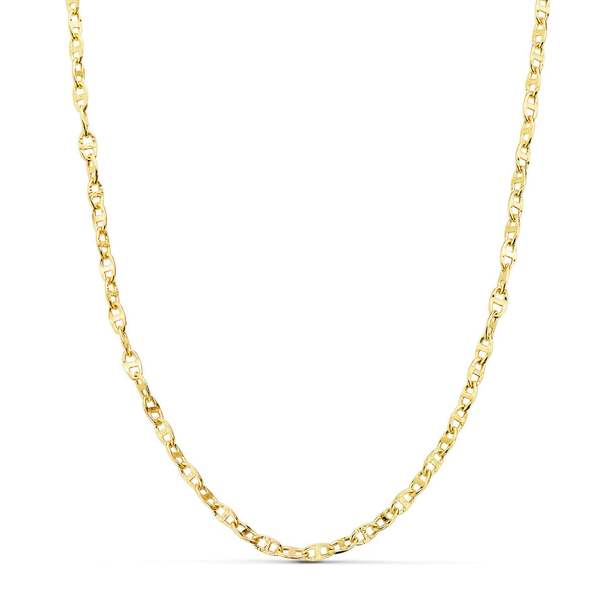 18K CADENA ORO AMARILLO ANCLA HUECA LARGO 50CM ANCHO 2.5 MM