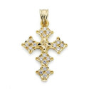 18K CRUZ ORO AMARILLO CANJAYAR CIRCONITA 31X22 MM