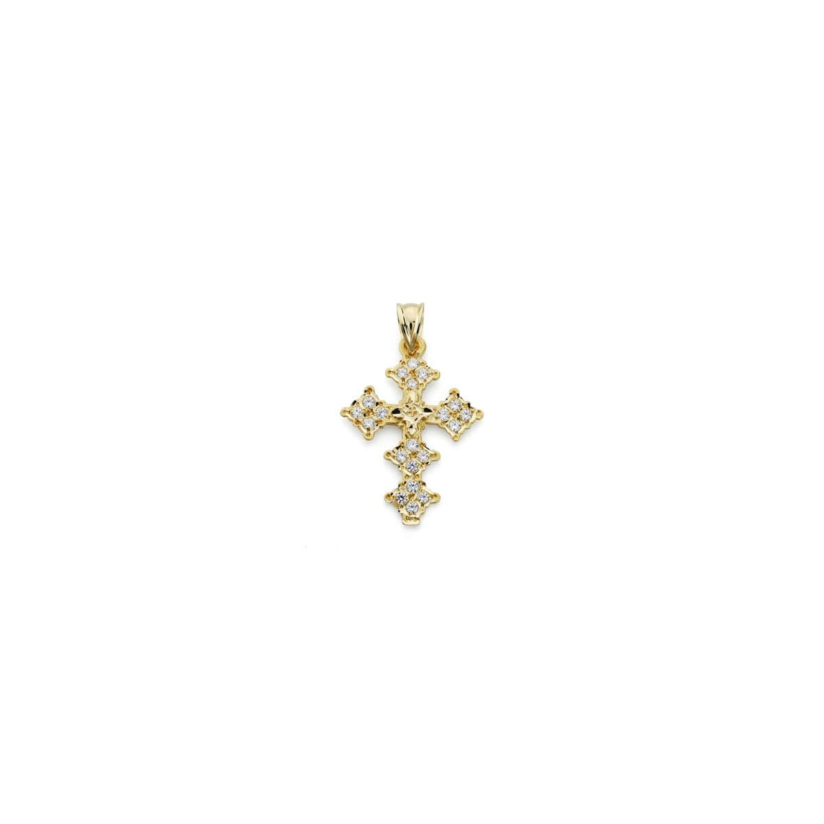 18K CRUZ ORO AMARILLO CANJAYAR CIRCONITA 31X22 MM