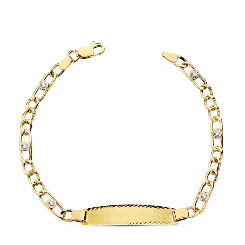 18K PULSERA ESCLAVA ORO AMARILLO HUECA CIRCONITA 18.5 CM