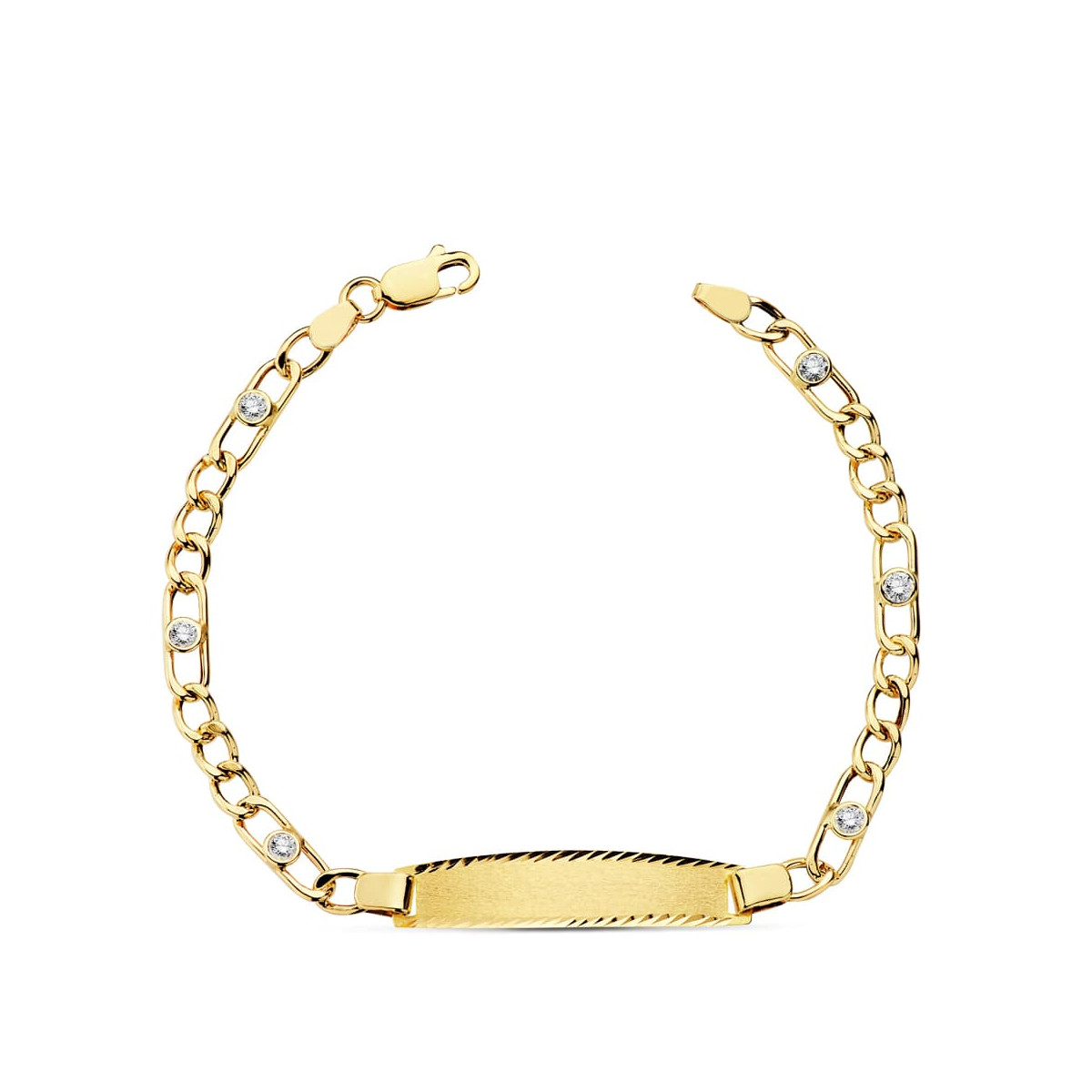 18K PULSERA ESCLAVA ORO AMARILLO HUECA CIRCONITA 18.5 CM