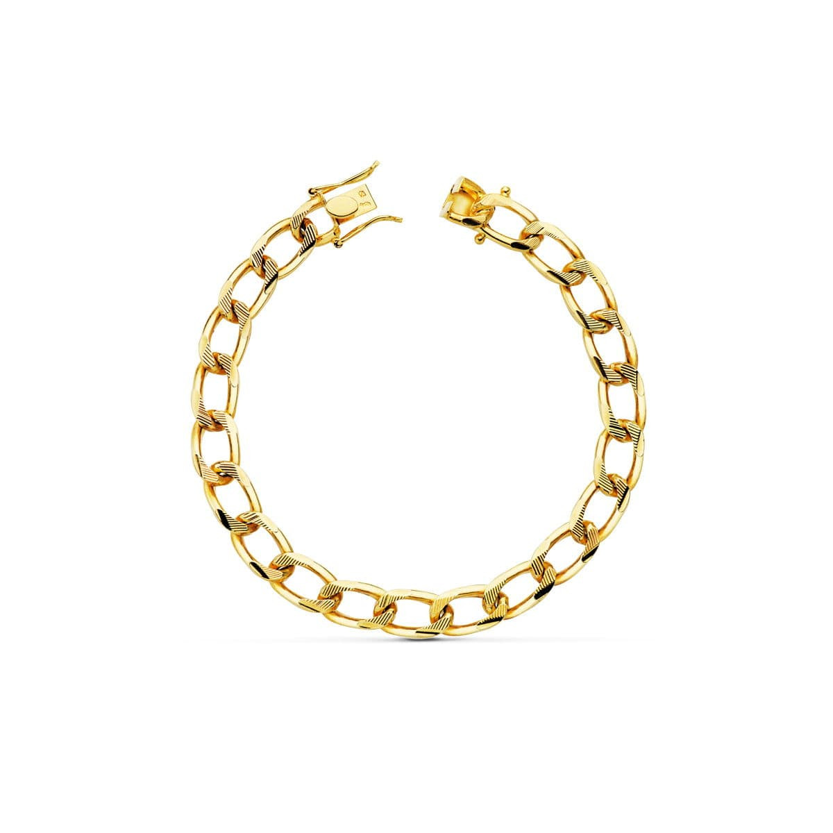 18K PULSERA ORO AMARILLO BARBADA MACIZA 8 MM 22CM