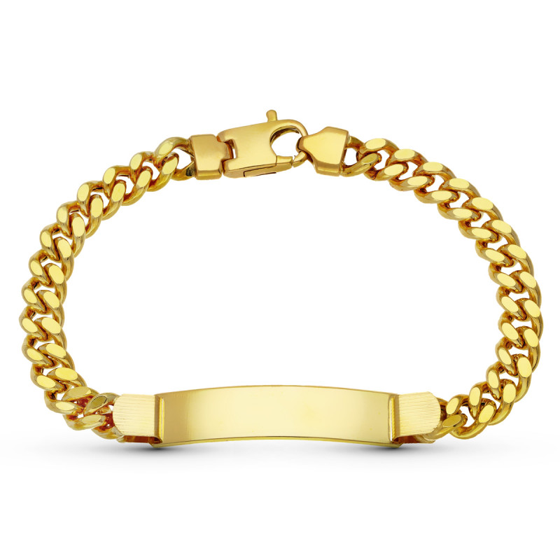 18K ESCLAVA ORO AMARILLO BARBADA MACIZA CABALLERO