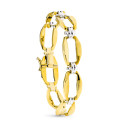 18K PULSERA ORO BICOLOR ESLABON RECTANGULO Y CRUZ MATE Y BRILLO 18K PULSERA ORO BICOLOR ESLABON RECTANGULO Y CRUZ MATE Y BRILLO